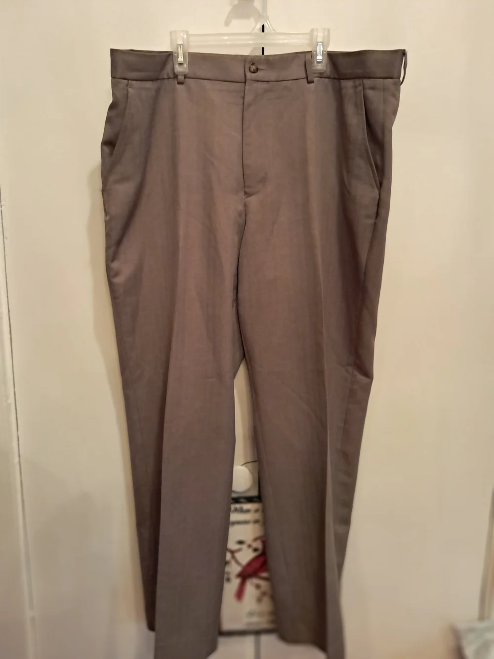 Perry Ellis Men's Straight Dress Pants in Taupe